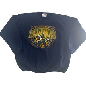 Vintage‎ 90s Notre Dame University Sweatshirt Amens XL Blue Fighting Irish Crew